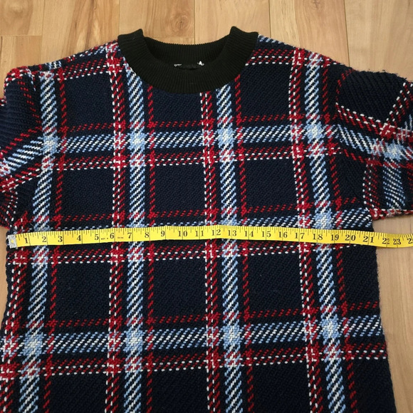 J.O.A. Plaid Knit Fringe Bottom Sweater Dress Size Medium - Picture 7 of 8